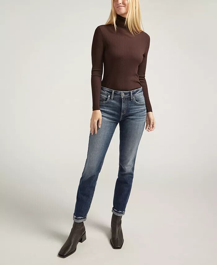 

Женские джинсы-бойфренды Luxe-Stretch средней посадки Slim-Leg Silver Jeans Co., синий