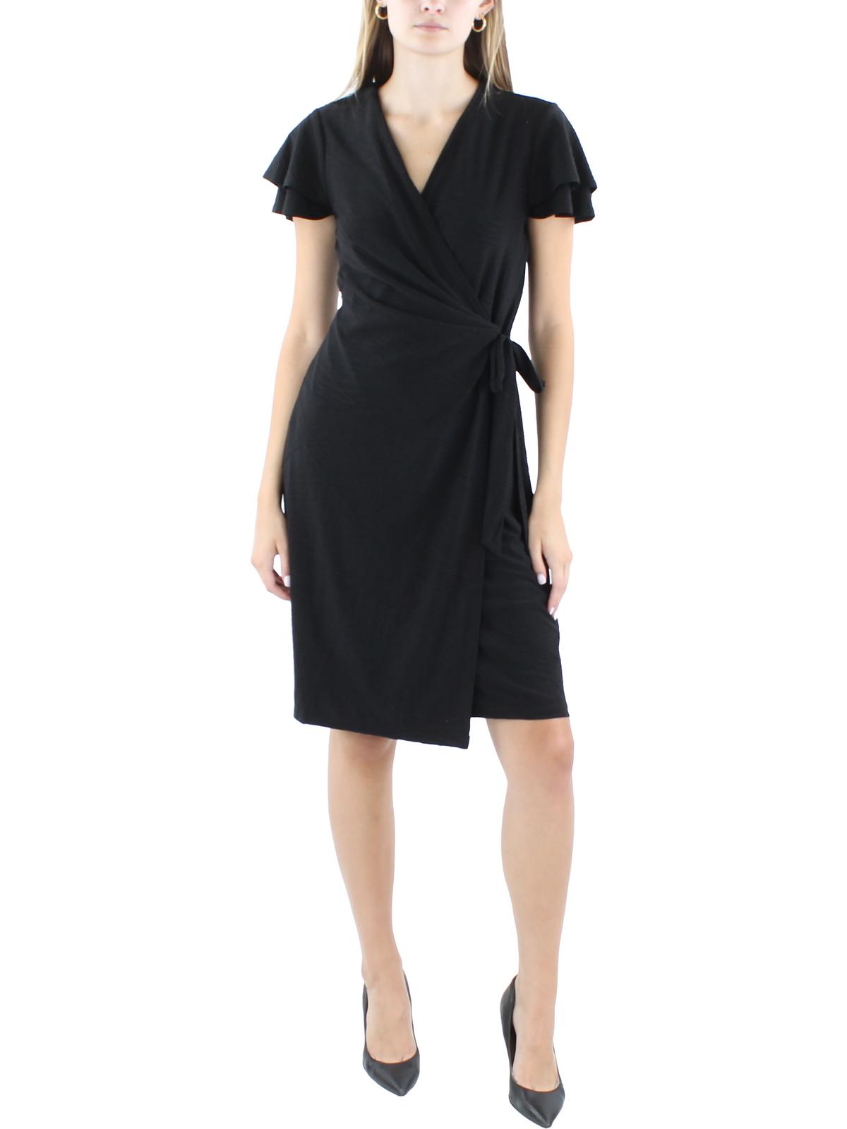 

Женское мини-платье с V-образным вырезом и запахом Anne Klein, цвет anne black