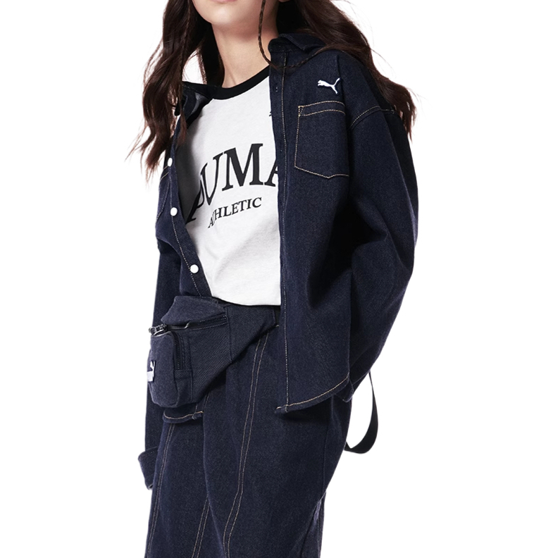 Детская джинсовая рубашка Sportstyle Series FW25 PUMA, темно-синий — фото 4