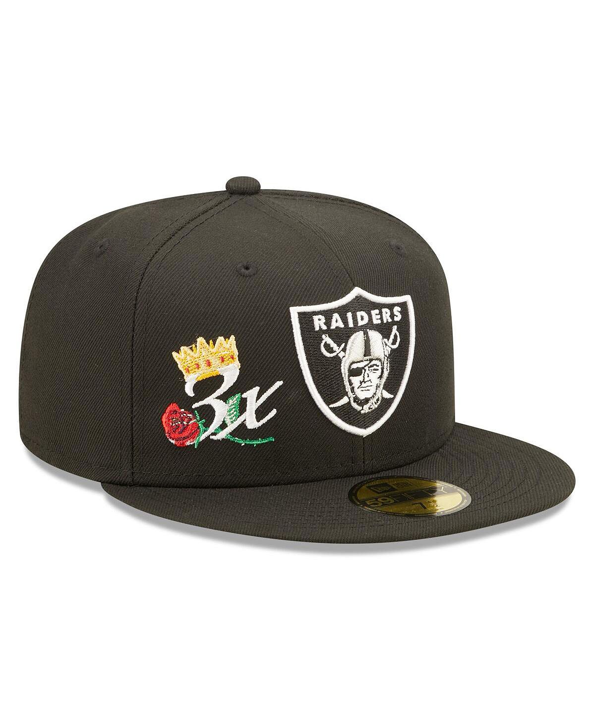 

Мужская черная облегающая шляпа Las Vegas Raiders Crown 3x Super Bowl Champions 59FIFTY New Era