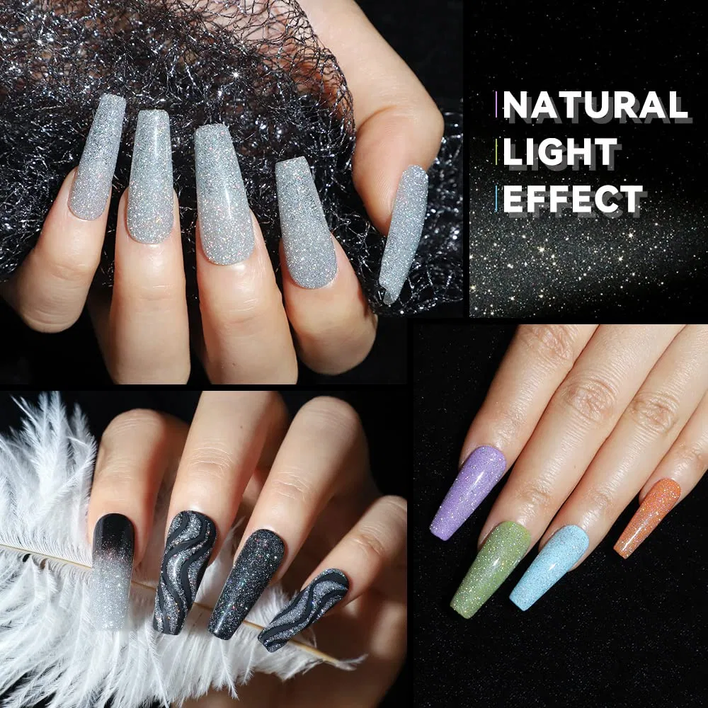 Светоотражающий гель-лак для ногтей «Silver Reflective Glitter» от Supwee Supwee, Glitter Nail Polish-001 — фото 4