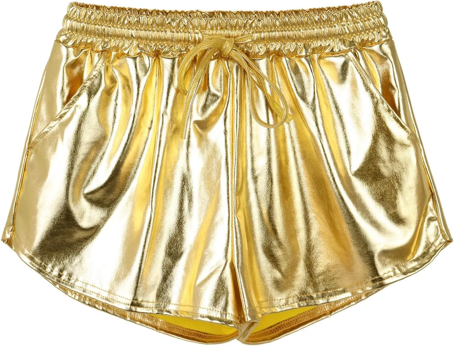 

Женские металлические шорты Shiny Hot Sparkly Rave с карманами