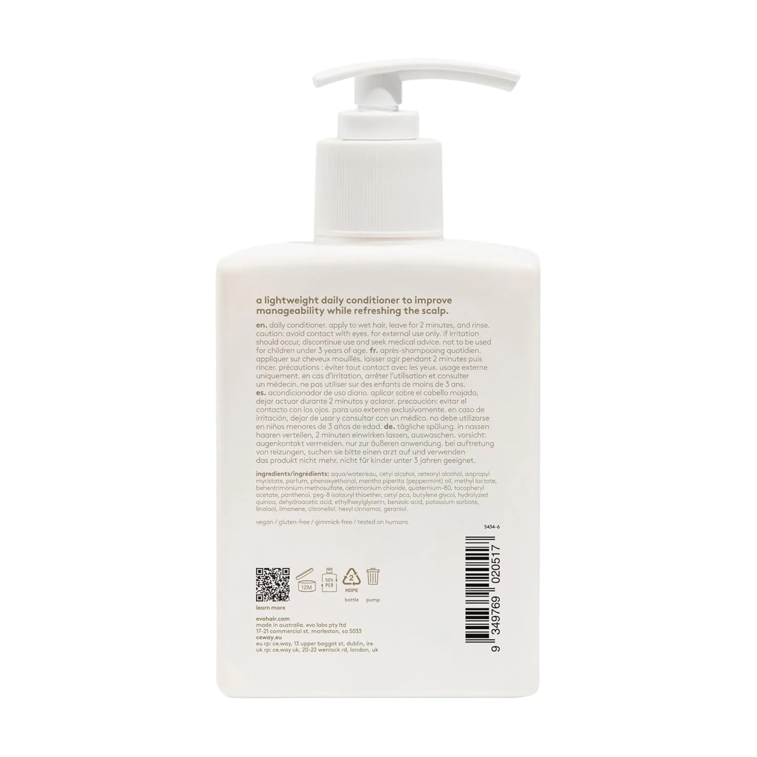Кондиционер для ежедневного ухода за волосами evo Normal Persons Daily Care Conditioner - освежает и балансирует кожу головы, уменьшает пушистость, восстанавливает кожу головы и волосы. 299 мл (1 шт.) — фото 2