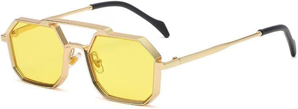 

Солнцезащитные очки в крупной металлической оправе, модные женские и мужские солнцезащитные очки с зеркальными линзами, защита от ультрафиолета UV400 LOVQZAOF, Gold Yellow
