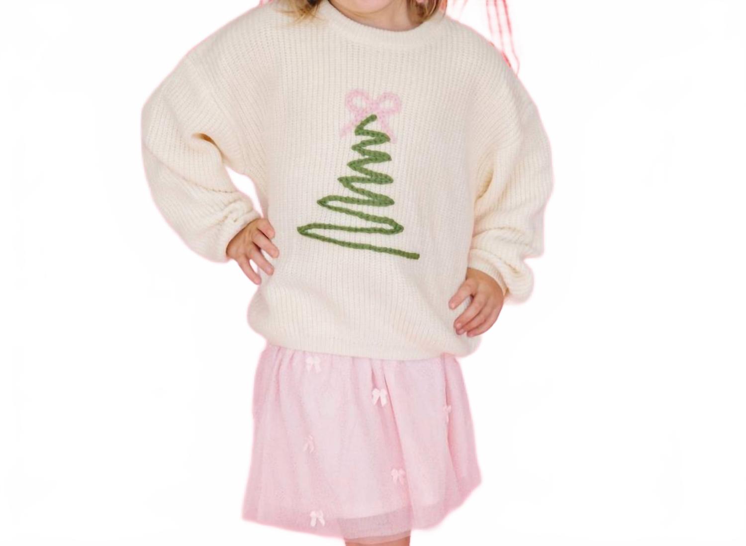 

SWEET wink Детский вязаный свитер «Кокетка» в виде рождественской елки, бежевого цвета