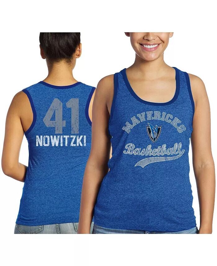 

Женские нитки Dirk Nowitzki Royal Dallas Mavericks, имя и номер, майка Tri-Blend Majestic