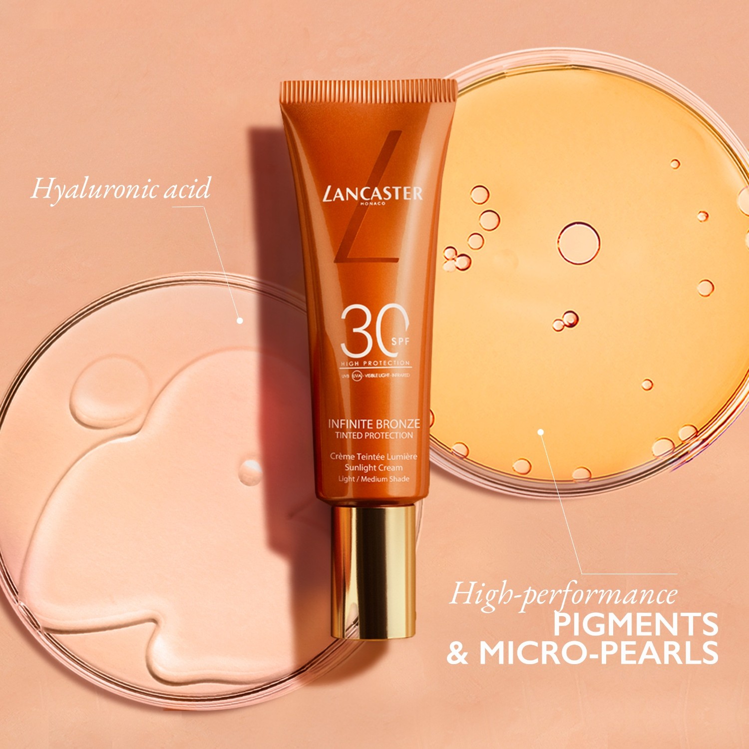 Тональный крем для лица sun beauty infinite bronze spf 30 Lancaster, light / medium shade, объем 50 мл — фото 4