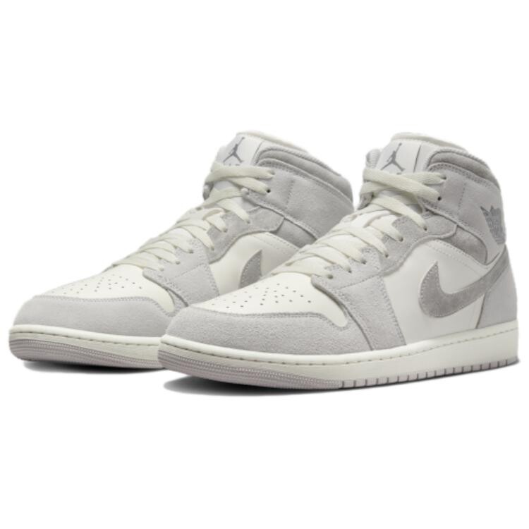 Кроссовки Air Jordan 1 Vintage Basketball Shoes Men Mid-top Gray/White, серый/белый — фото 3
