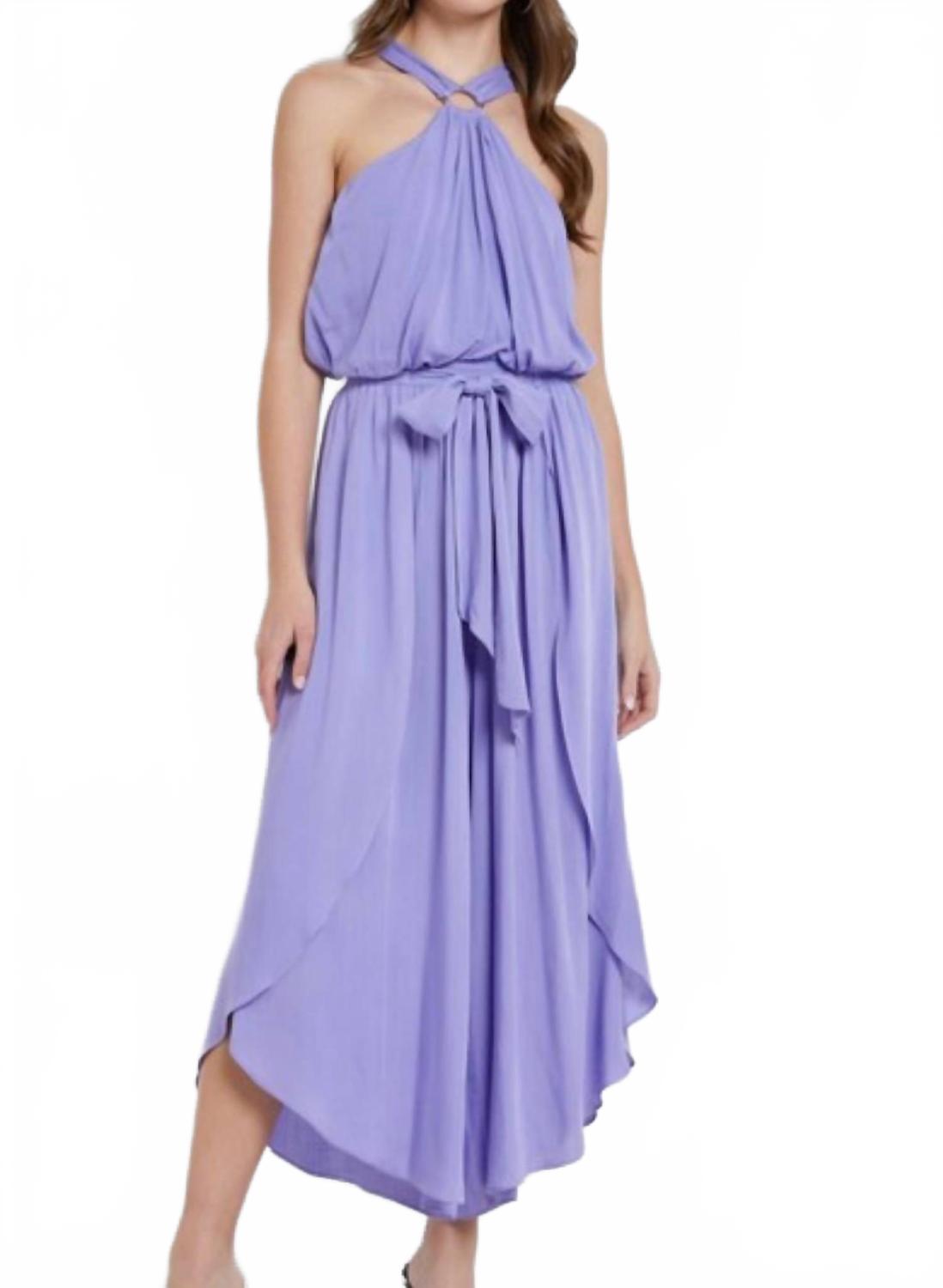 

Лавандовый комбинезон с запахом и завязкой на талии Mustard Seed