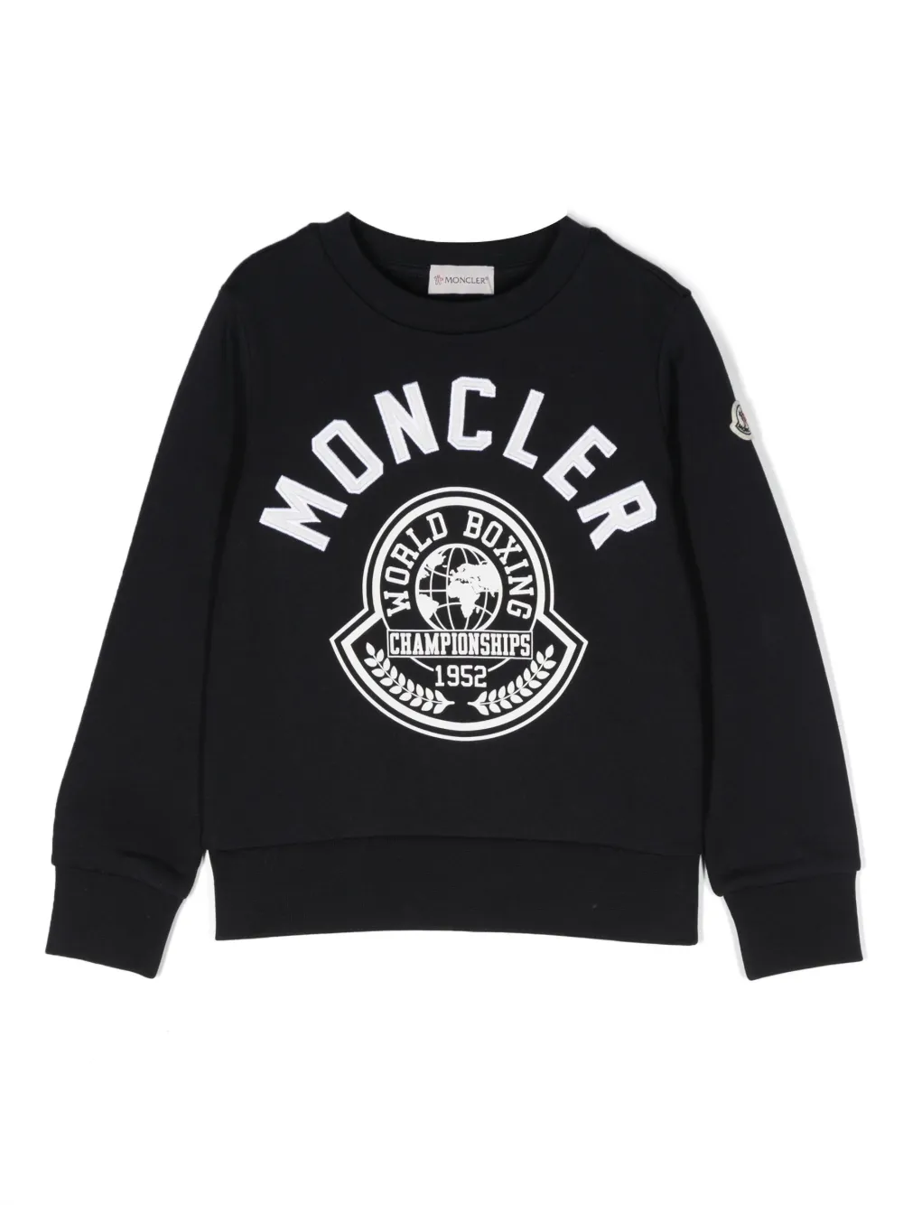 

Толстовка с круглым вырезом и вышитым логотипом Moncler Enfant, синий