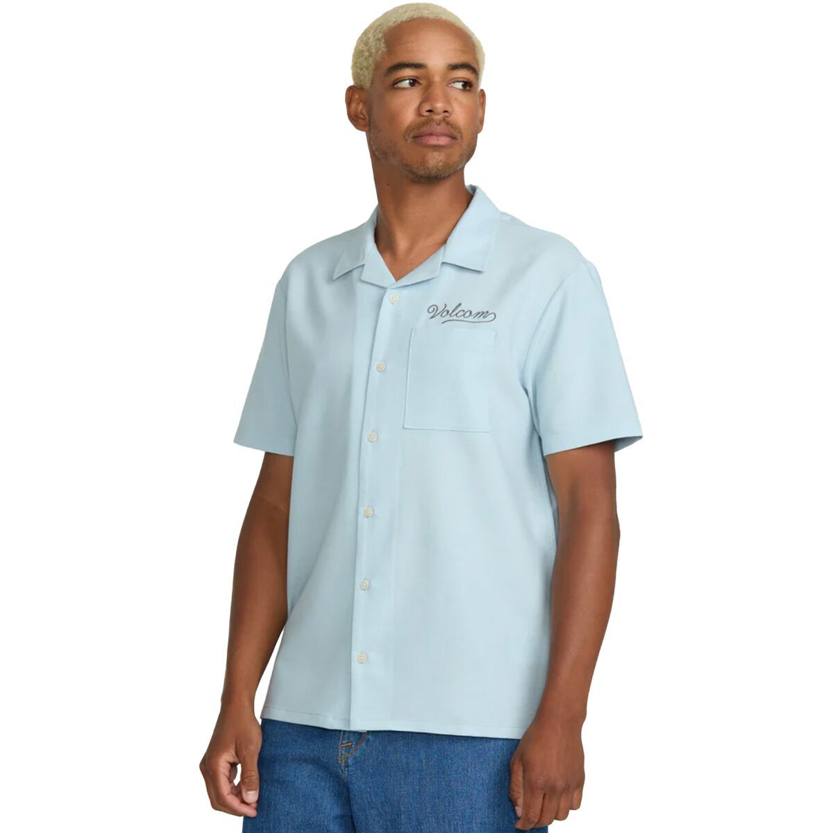 

Отис каменная рубашка с коротким рукавом Volcom, цвет carolina blue