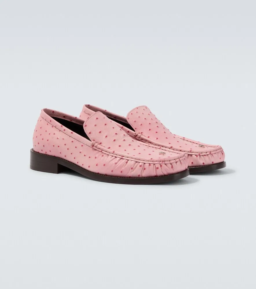 Лоферы из кожи, имитирующей кожу страуса Acne Studios, розовый