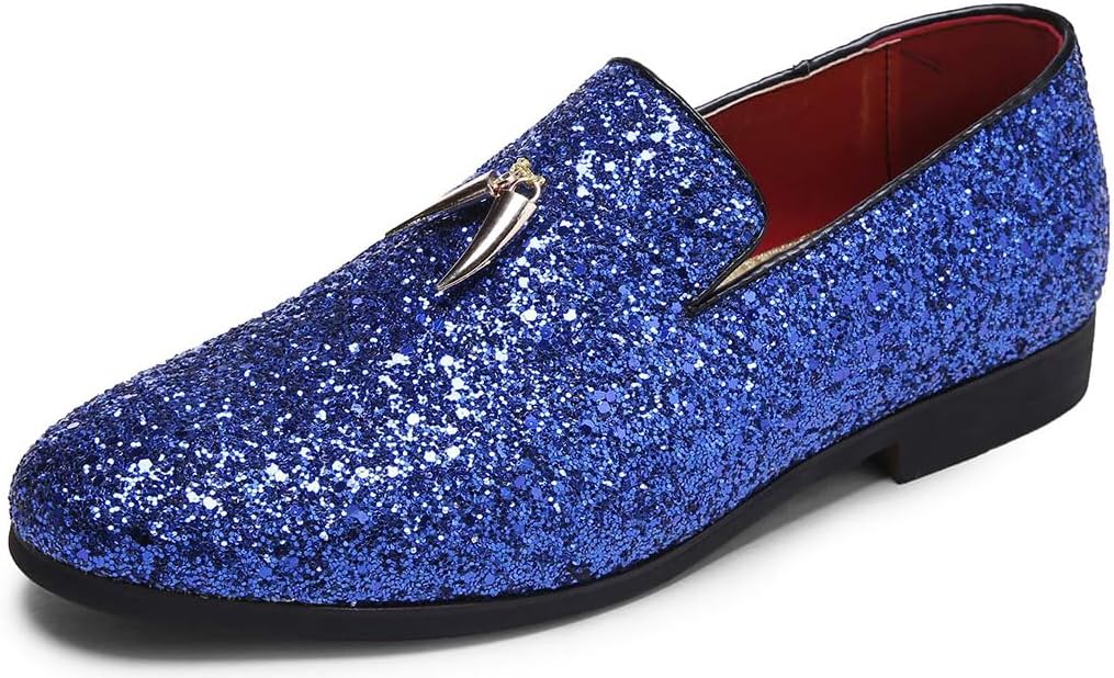 

Мужские блестящие тапочки Haza Pairs, роскошные классические лоферы Penny Slip-On для вечеринок и свадеб, блестящие праздничные туфли, синий