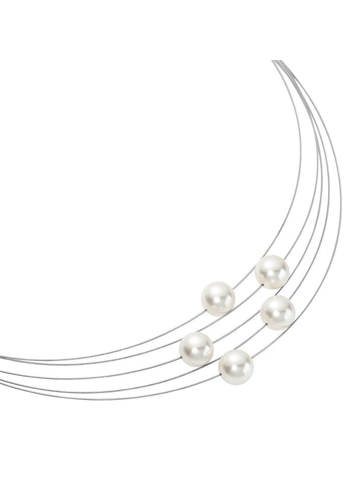 

Steel_Art Колье из нержавеющей стали с жемчугом, золотистого цвета, полированного серебристого цвета