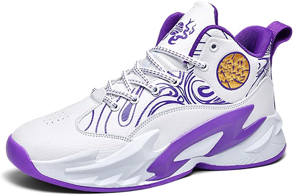 

YYSPR Унисекс стильные профессиональные баскетбольные кроссовки с противоскользящей подошвой, спортивная амортизация, легкие кроссовки для бега, белый/фиолетовый