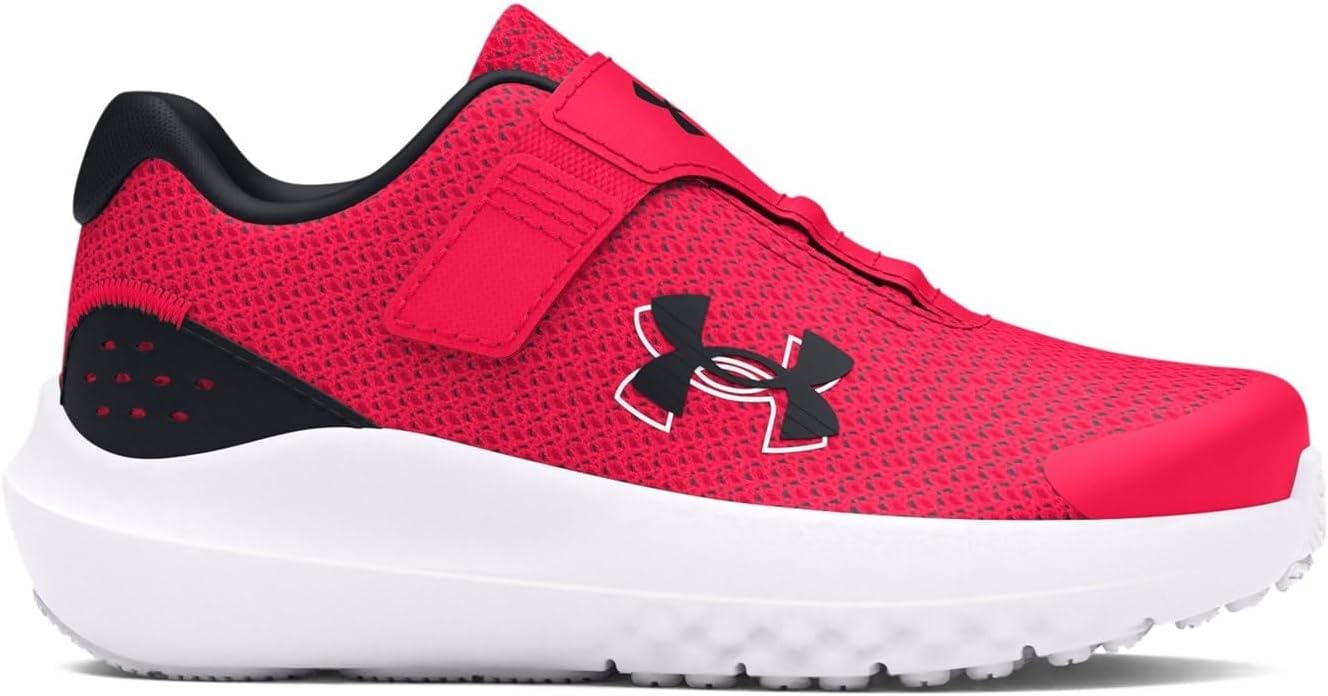 Детские кроссовки Under Armour Baby Girls' Surge 4 с альтернативной застежкой, (600) Red/Black/Black — фото 2