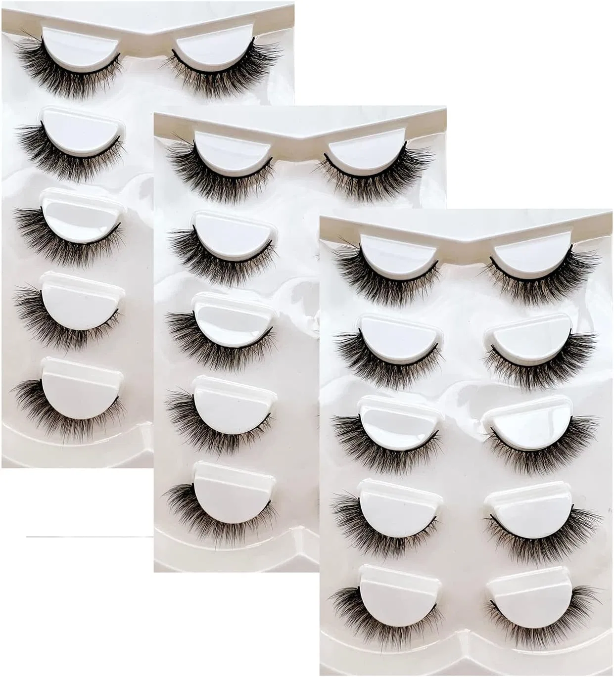 Ресницы накладные полу-натуральные Cat Eye 17мм 3D пушистые 15 пар TIYETA