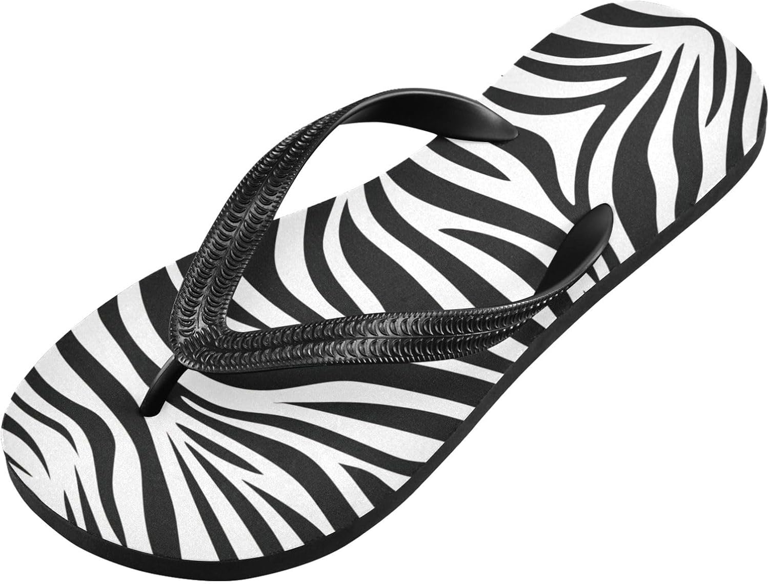 

Женские пляжные летние повседневные шлепанцы UMIRIKO с зебровым принтом, черно-белые, быстро сохнущие, тапочки для мужчин A2301231