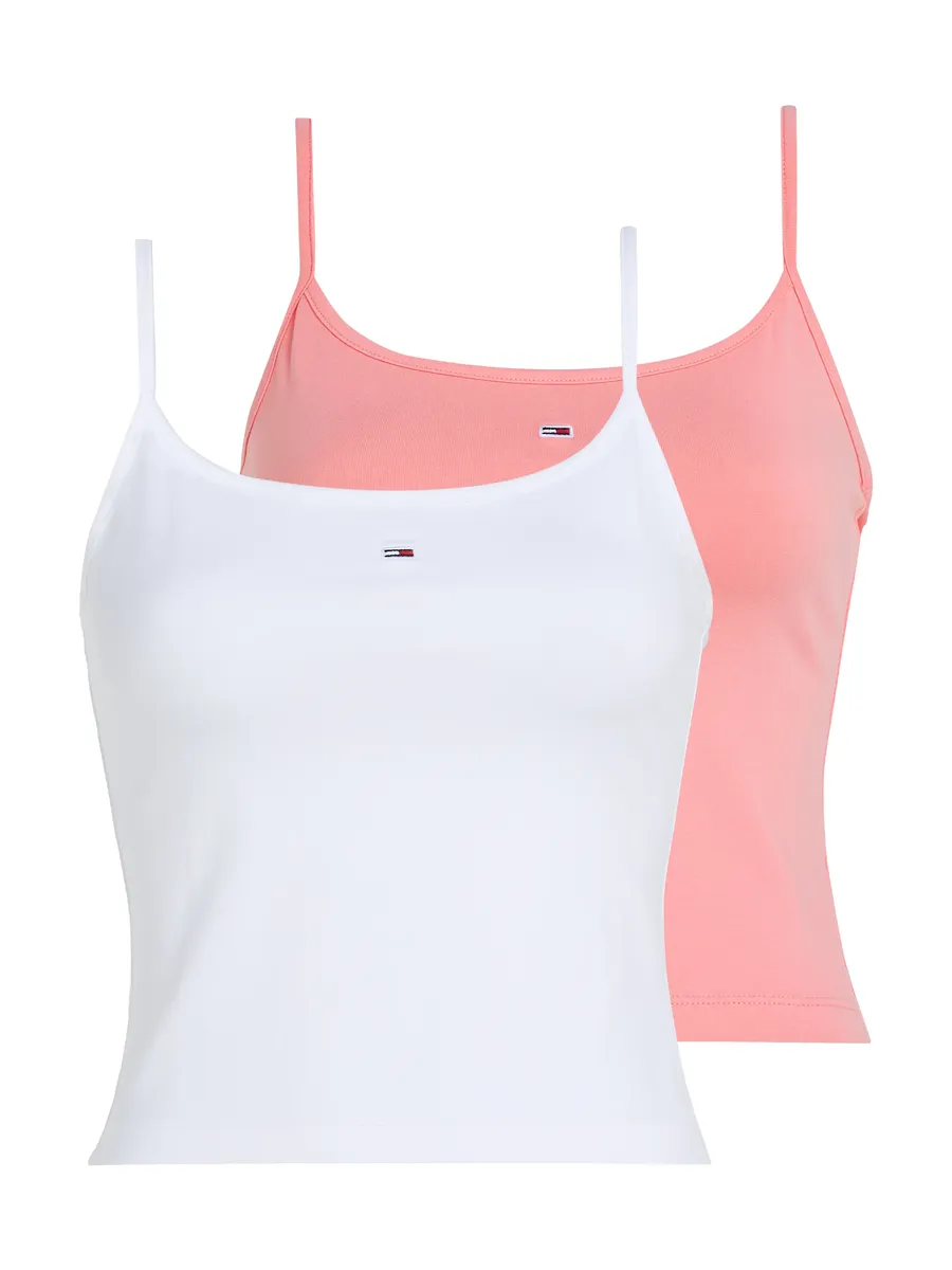 

Топ Tommy Jeans спагетти "TJW 2PACK ESSENTIAL STRAP TOP" (пакет, ESSENTIAL Regular Flag Logo TJ Women), с флагом-логотипом Tommy Jeans, белый