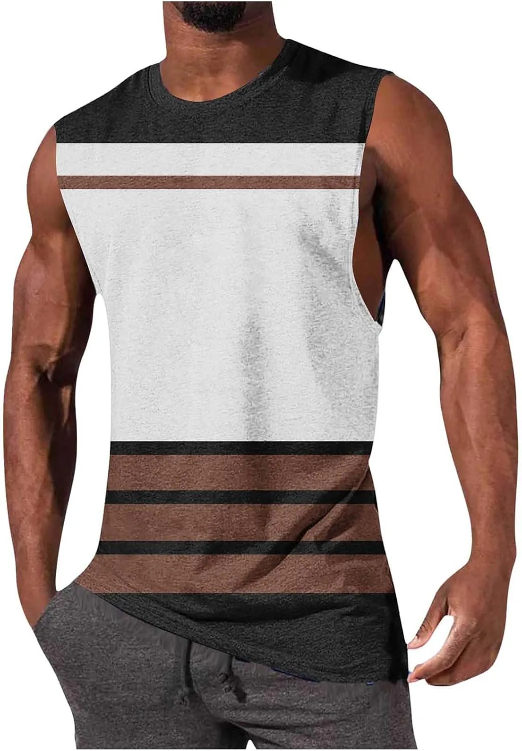 

Мужской полосатый топ без рукавов: легкая дышащая футболка для лета