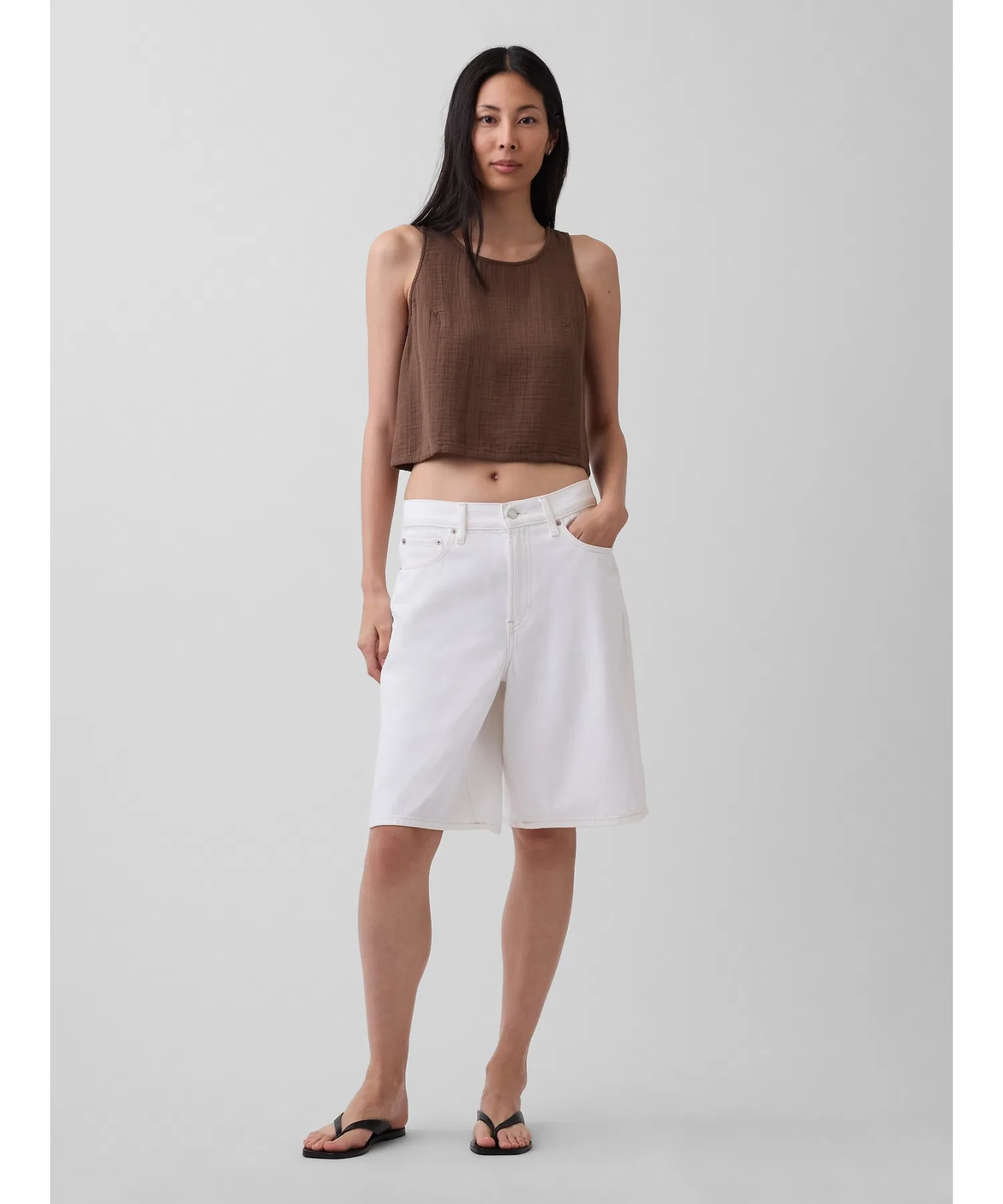 Женская майка GAP из хлопка с двойным трикотажем — фото 3