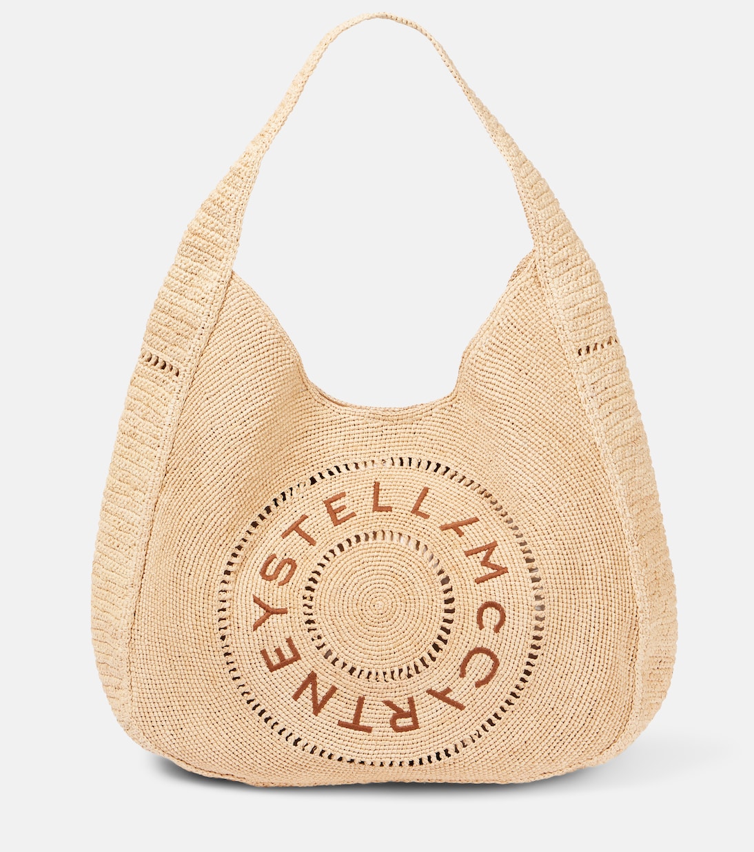 

Сумка-шоппер из рафии с вышитым логотипом Stella McCartney, Natural/Tan
