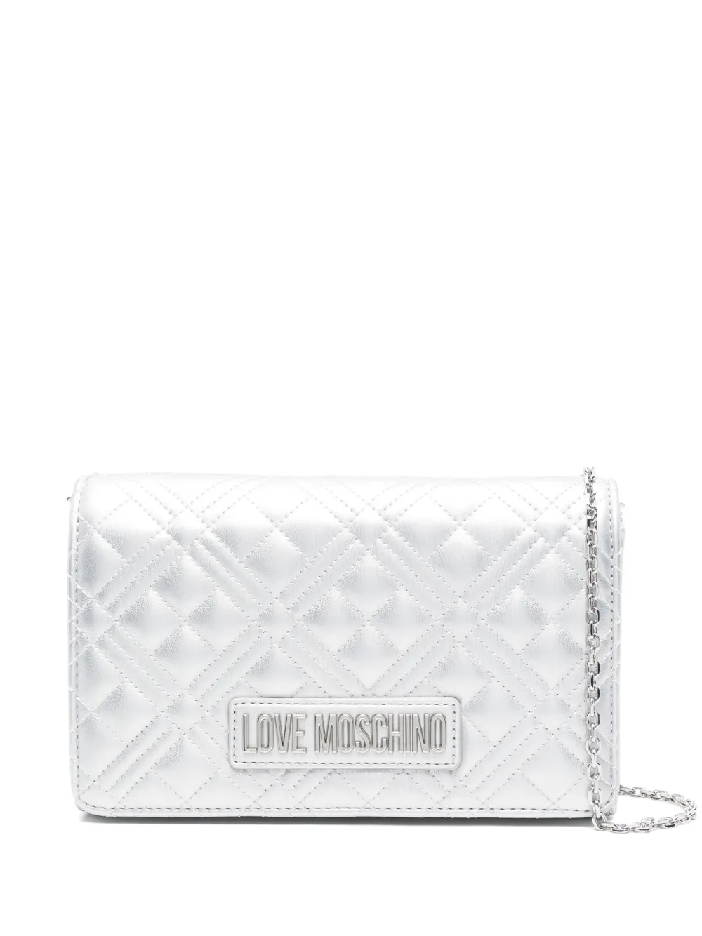 

Стеганая сумка через плечо Love Moschino, серебяный