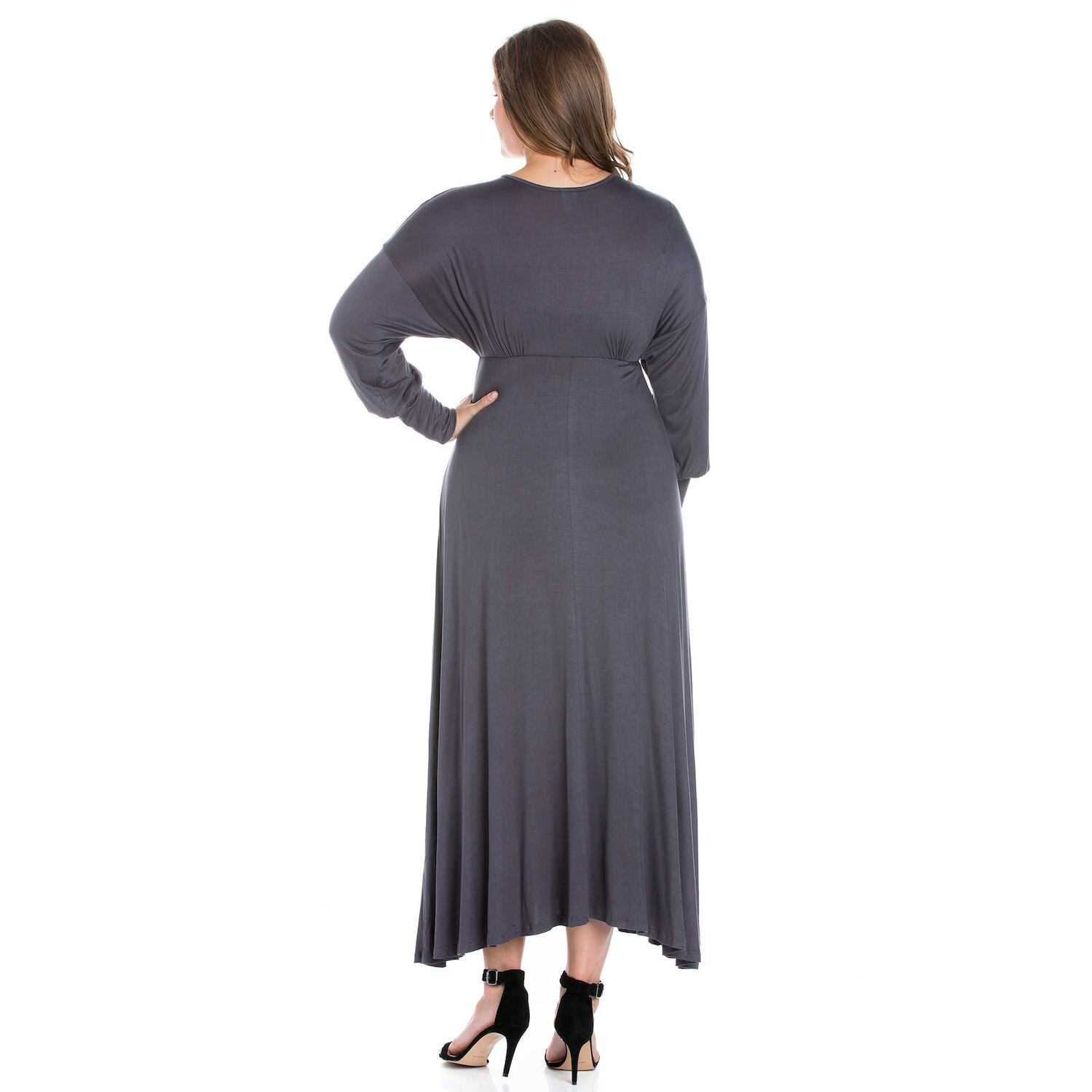 

Плюс размер 24seven Comfort Apparel Платье макси с V-образным вырезом и длинными рукавами 24Seven Comfort Apparel, красный