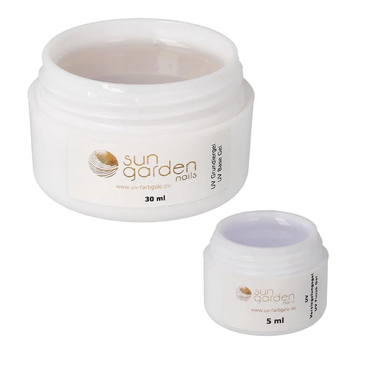 Набор УФ-гелей Sun Garden Nails: базовый гель 30 мл и запечатывающий гель 5 мл Sun Garden Nails