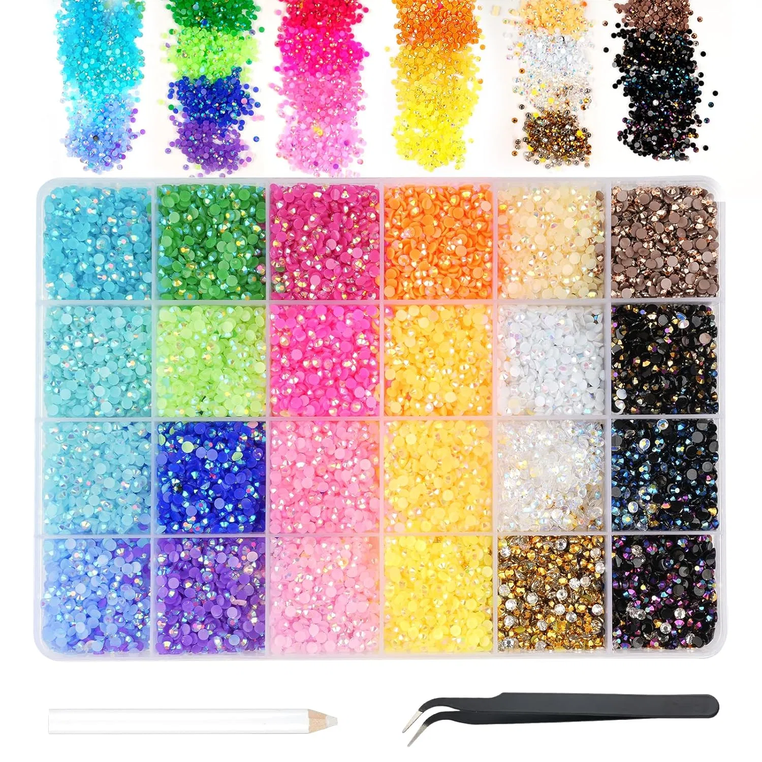 Набор из 24000 стразов для ногтей Hopton, 24 цвета, 3 мм Hopton, Light Toned - Multi-Coloured