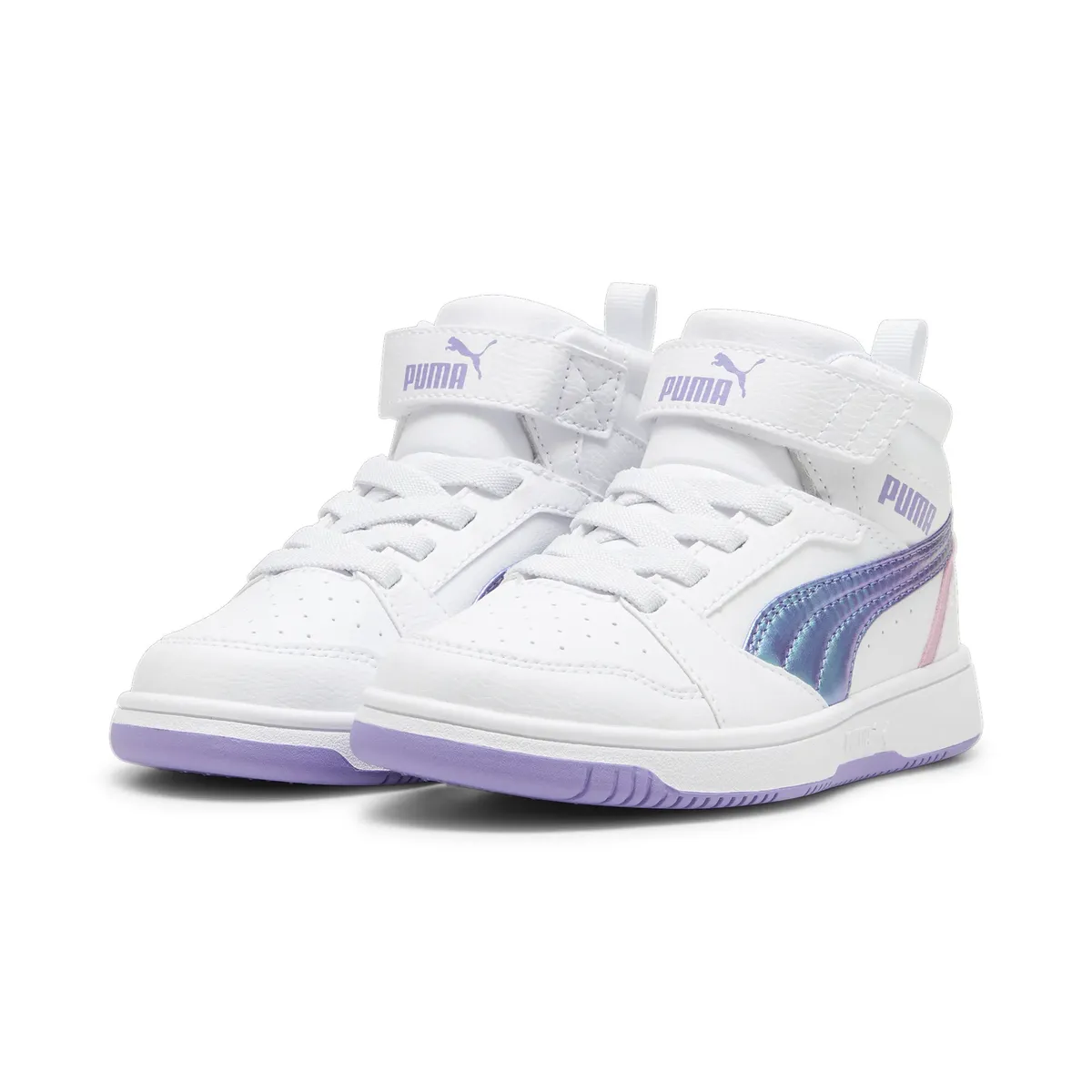 

Кроссовки PUMA "REBOUND V6 MID BOUNCY SKY AC+ PS", цвет Puma White-Lavender Alert-Mauved Out