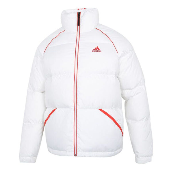 

Пуховик adidas Contrasting Colors Stripe Stand Collar Down Jacket White, белый