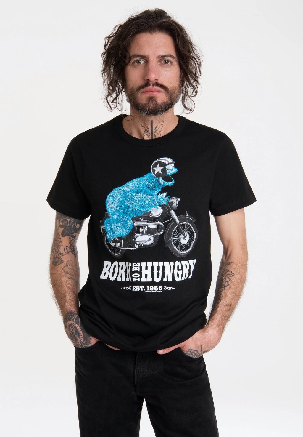 

Футболка с принтом Sesamstrasse Krumelmonster Motorrad LOGOSHIRT, цвет schwarz
