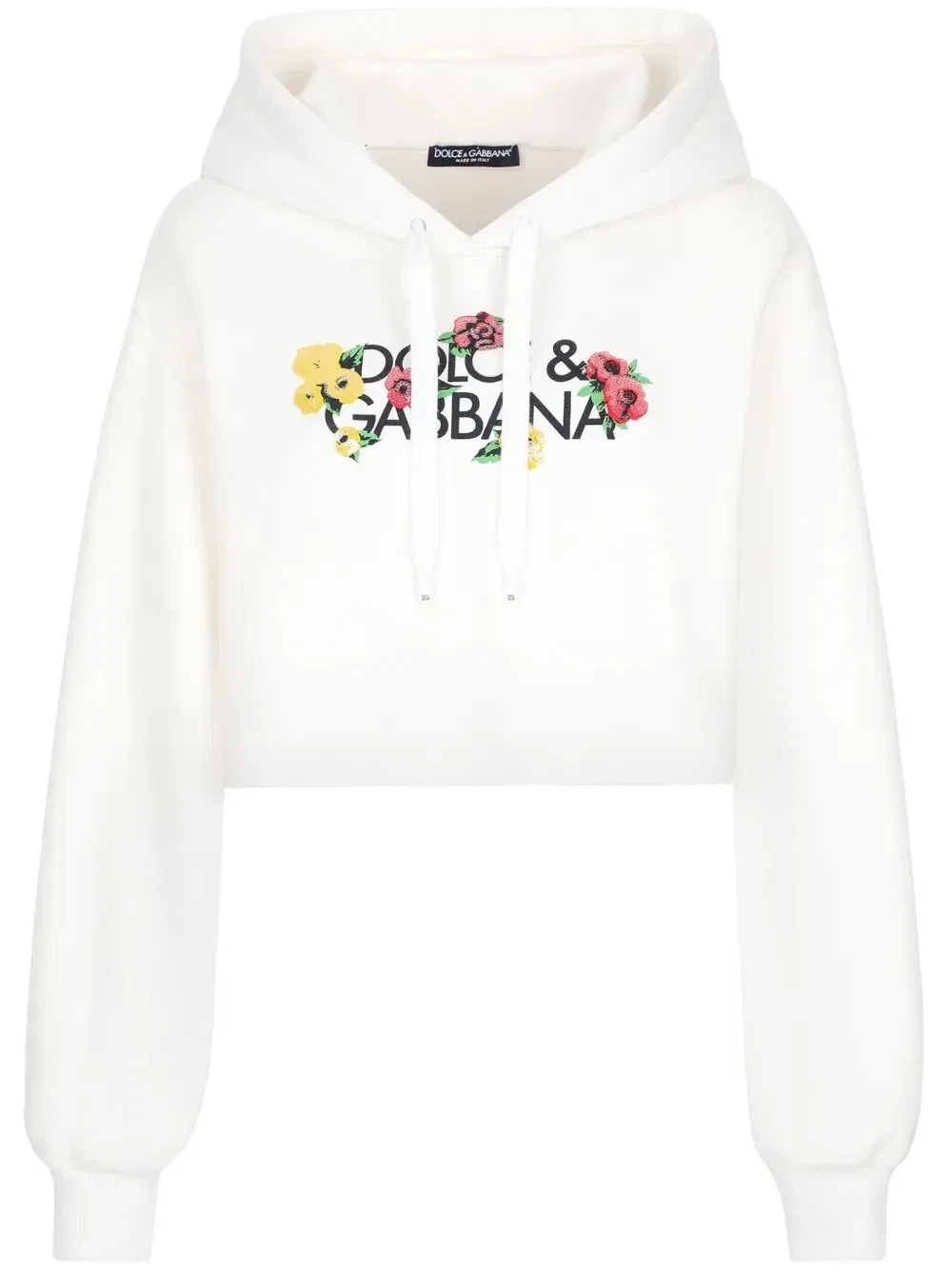 Укороченное худи с логотипом DOLCE & GABBANA, белый