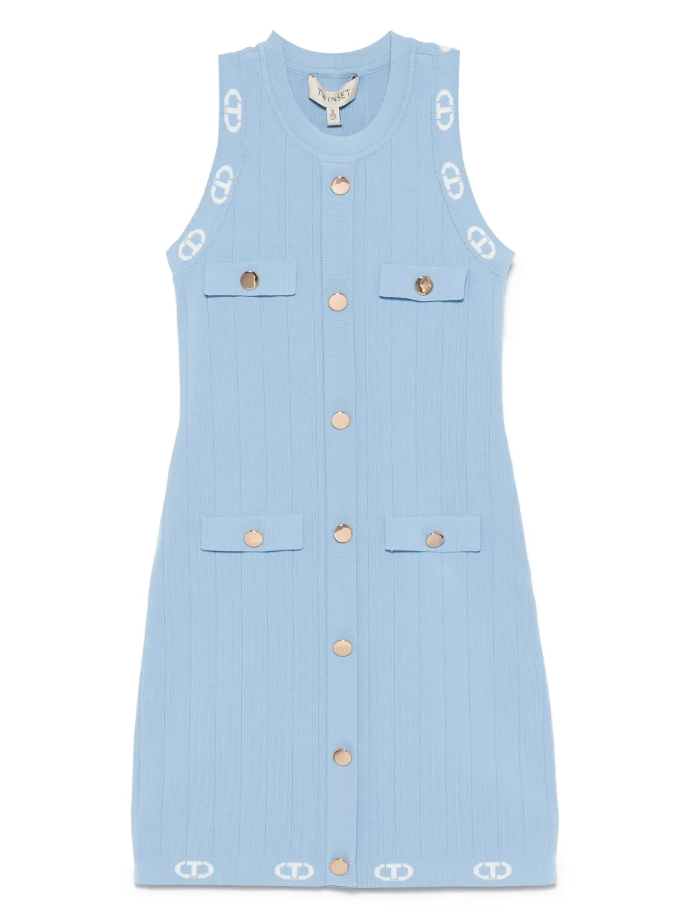 

Жаккардовое платье с декором Oval T TWINSET Kids, синий