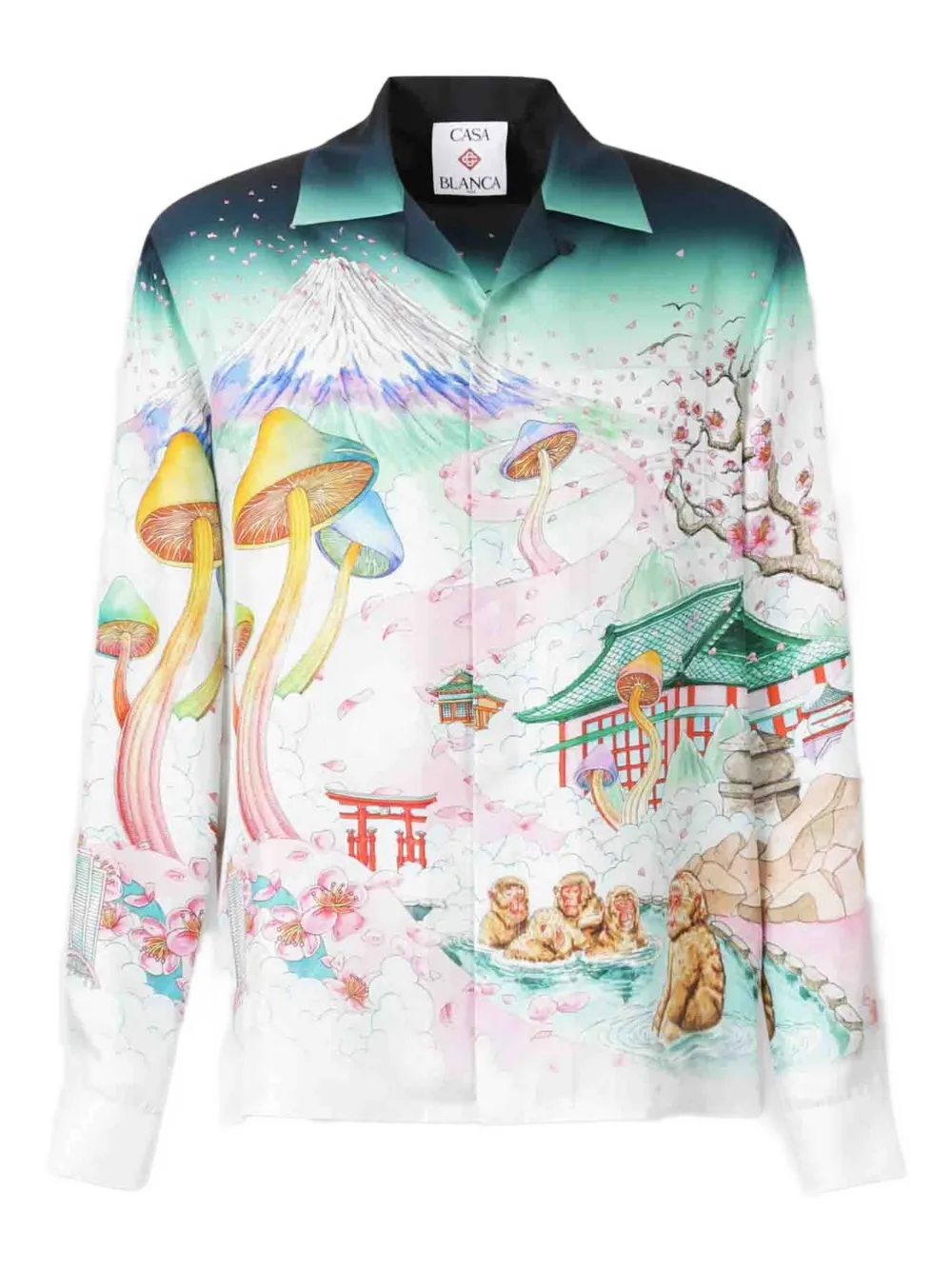 

Шелковая рубашка с принтом Casablanca, белый