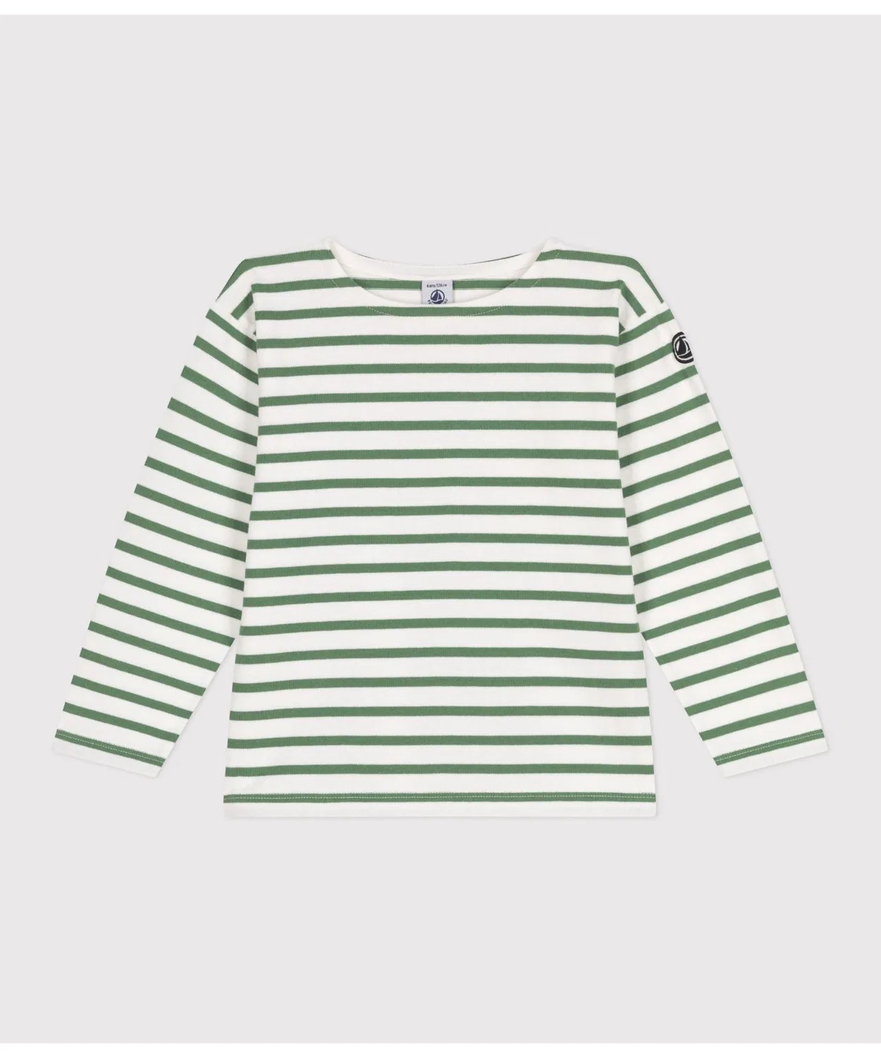 Пуловер мариньер с бордовым принтом, Petit Bateau, из хлопка, розовый — фото 3