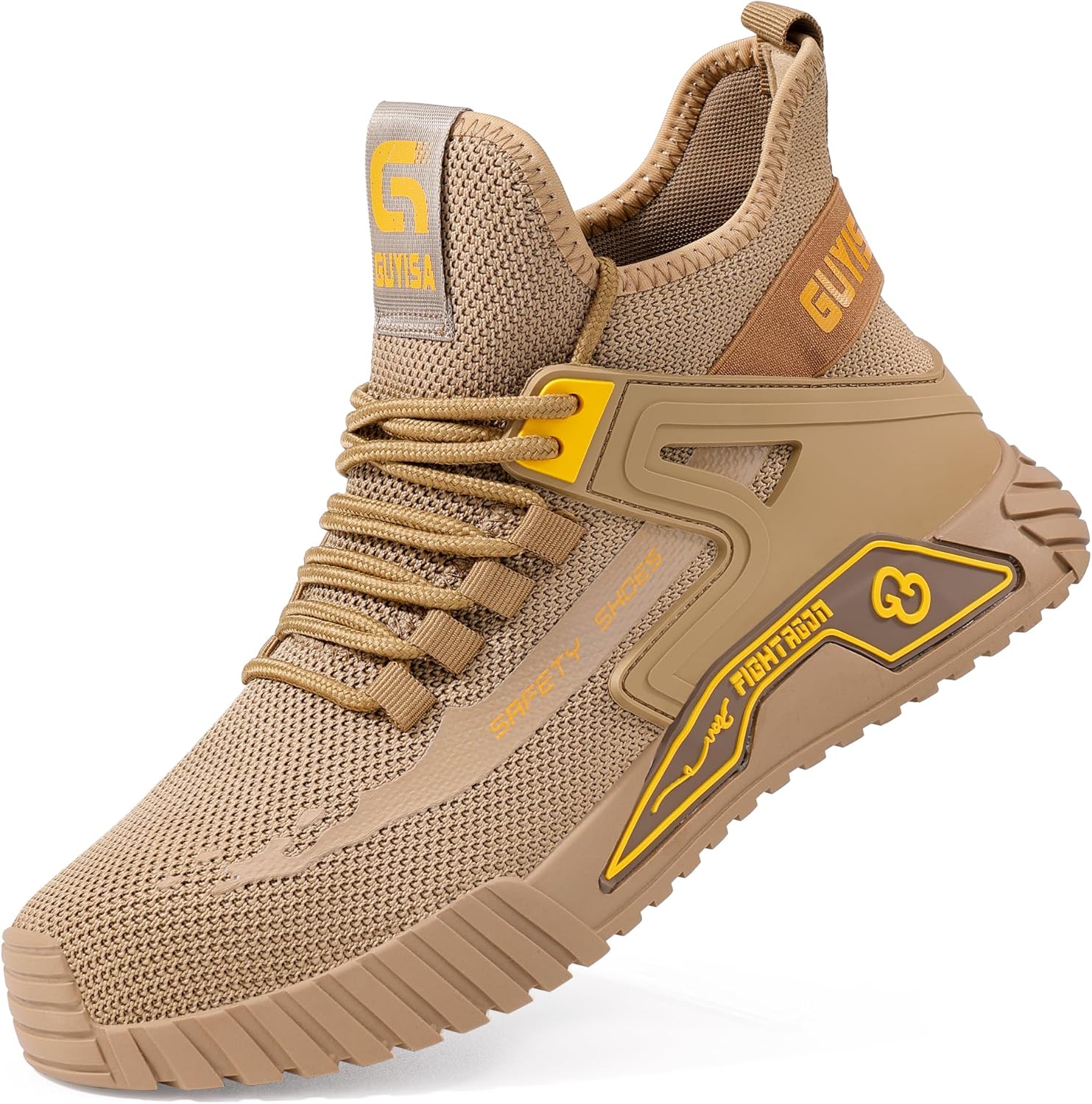 

Мужские ботинки с стальным носком, дышащие, без шнурков, для строительства, легкие кроссовки со стальным носком, неразрушимая обувь, защитные кроссовки с стальным носком для работы на складе Generic, коричневый