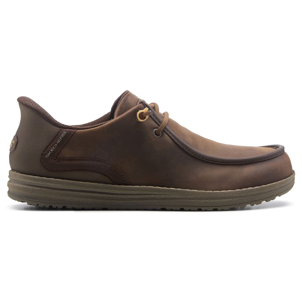 Slip-Ins melson кожаные мокасины с закругленным носком Skechers, cocoa brown — фото 2