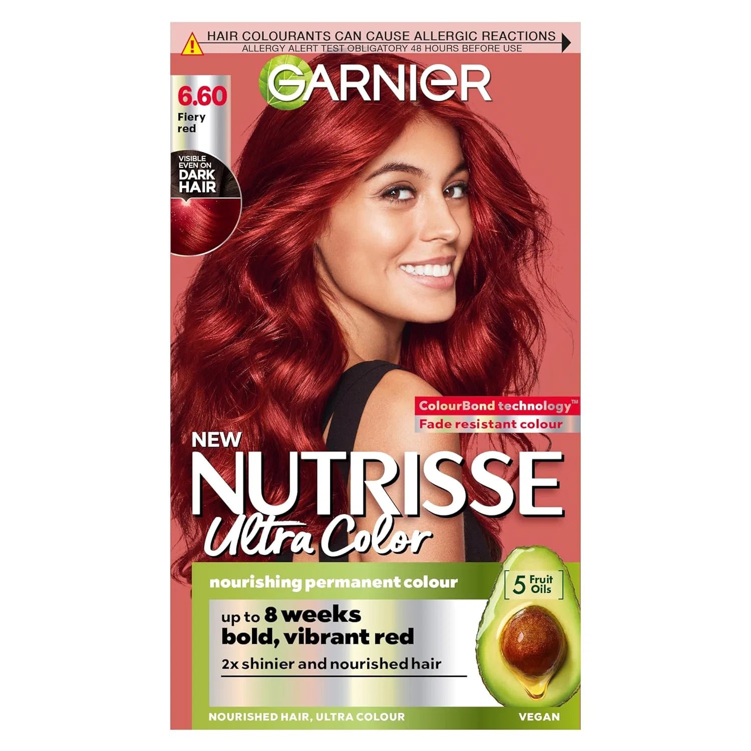 Стойкая краска для волос «Nutrisse 6.60 Fiery Red» от Garnier Nutrisse