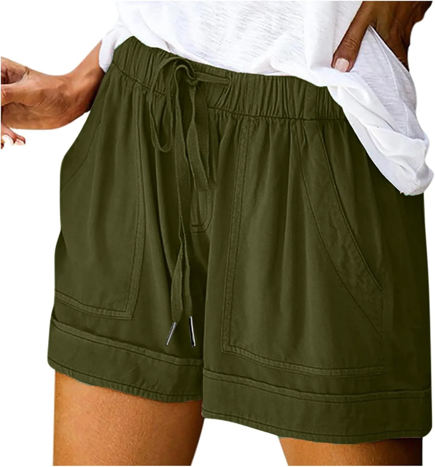 

Женские шорты с эластичным поясом и шнурком