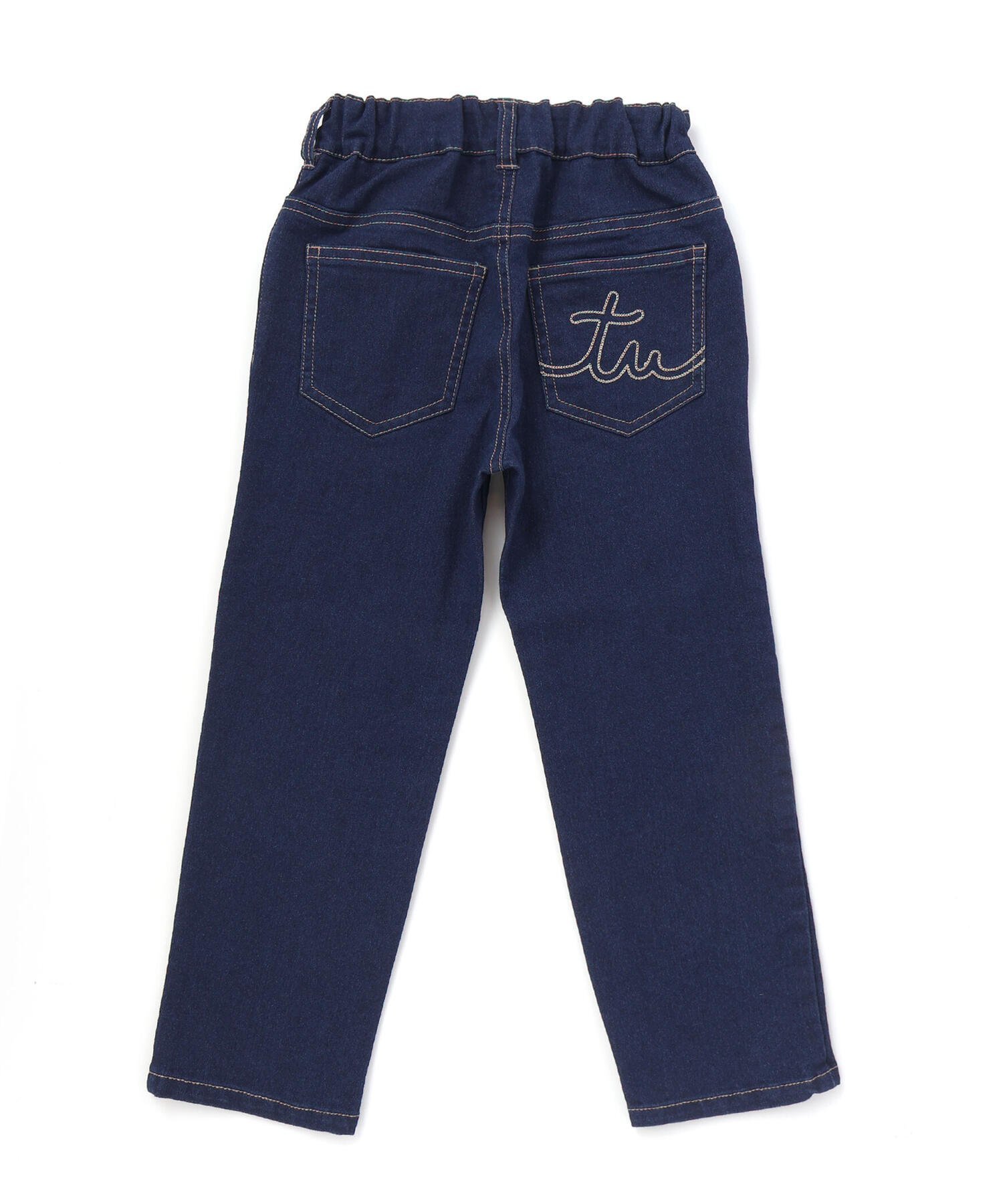 Длинные брюки из эластичной ткани с вышитым логотипом Jog Denim Stitch Logo (90-160 см) BeBe, Navy — фото 3