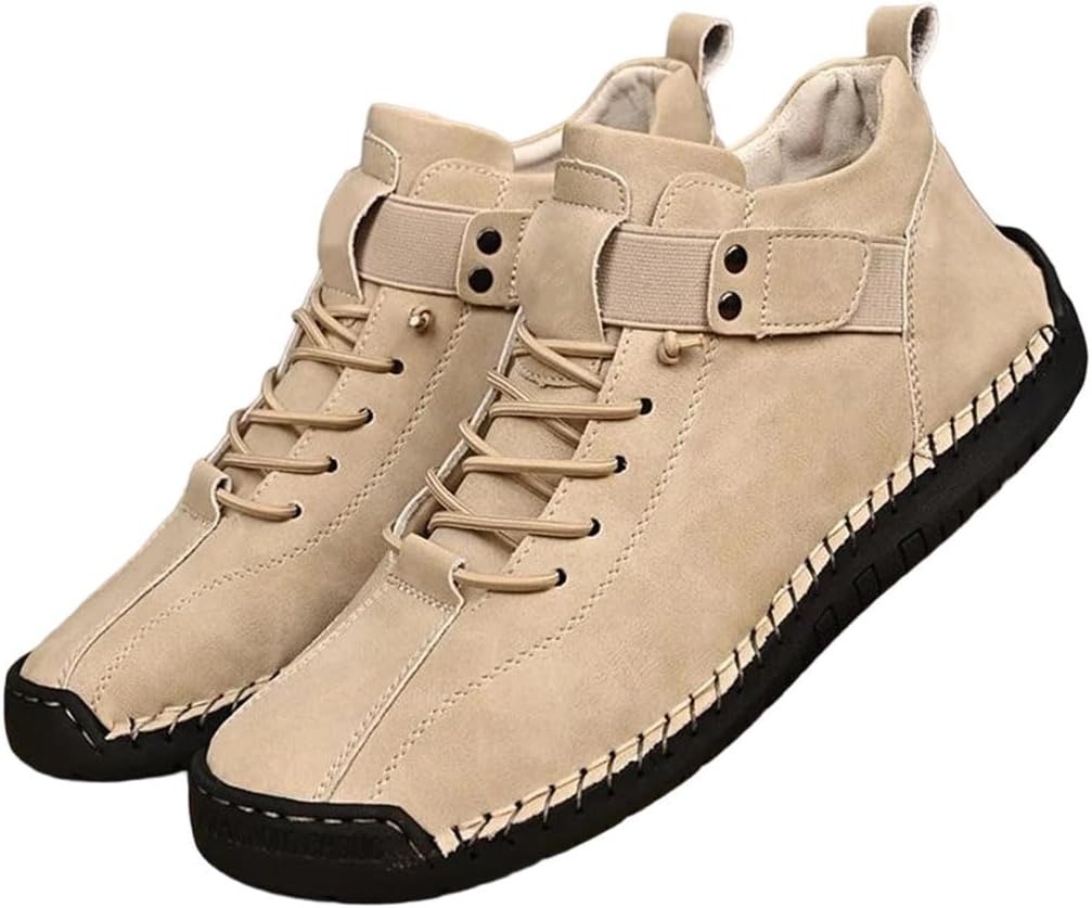 

Мужские ручной работы повседневные кроссовки, дышащие ботинки до щиколотки, уличная обувь для ходьбы Generic, бежевый