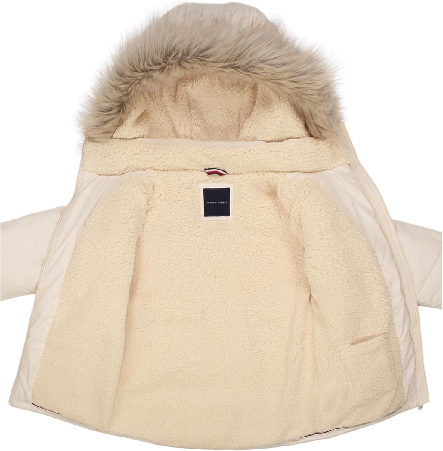 Длинная куртка Tommy Hilfiger для девочек с подкладкой из флиса, Anorak White — фото 4