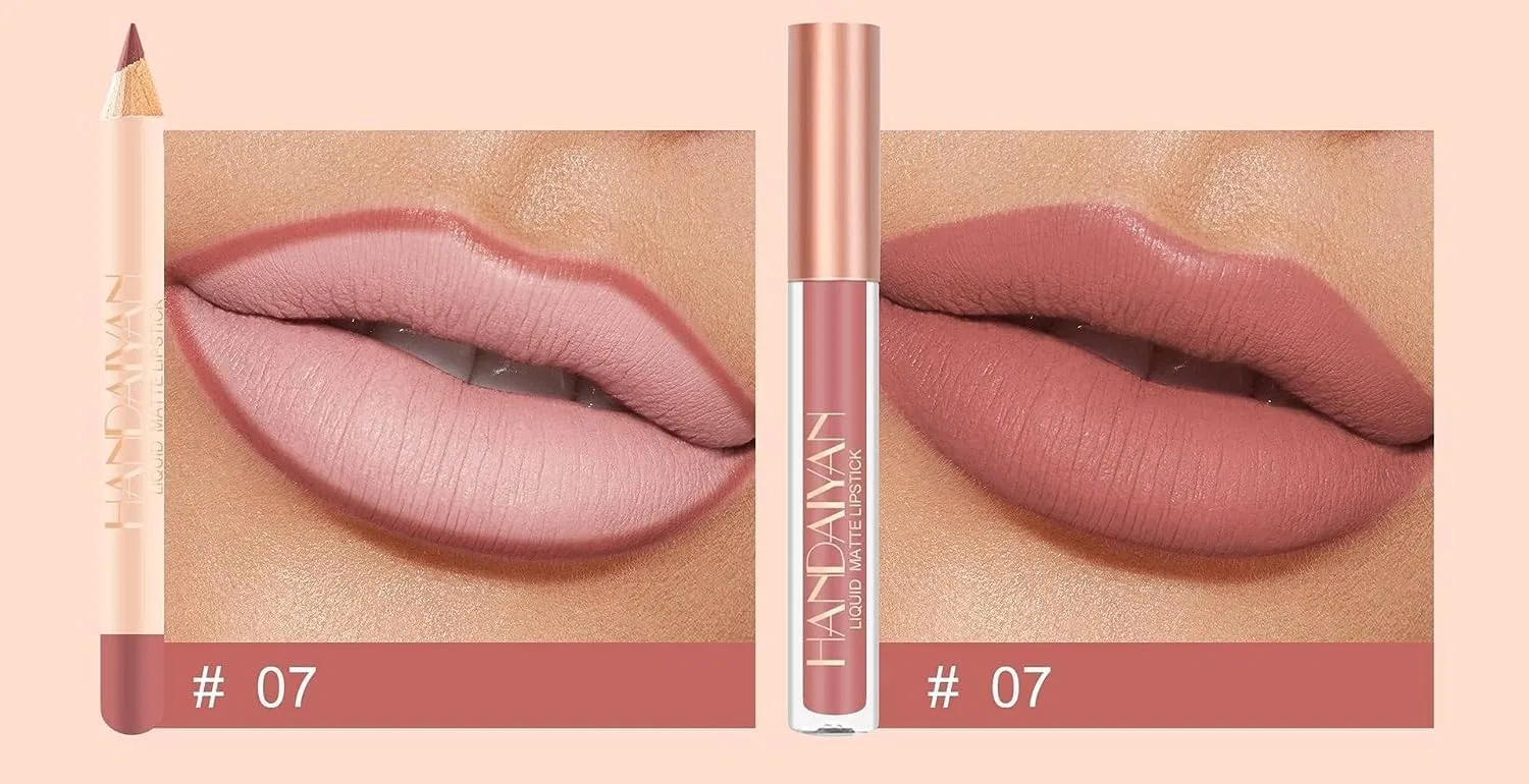 Набор для губ Matte Lip Liner and Lipstick, Beauty Searcher, 2 предмета, цвет 07 — фото 3