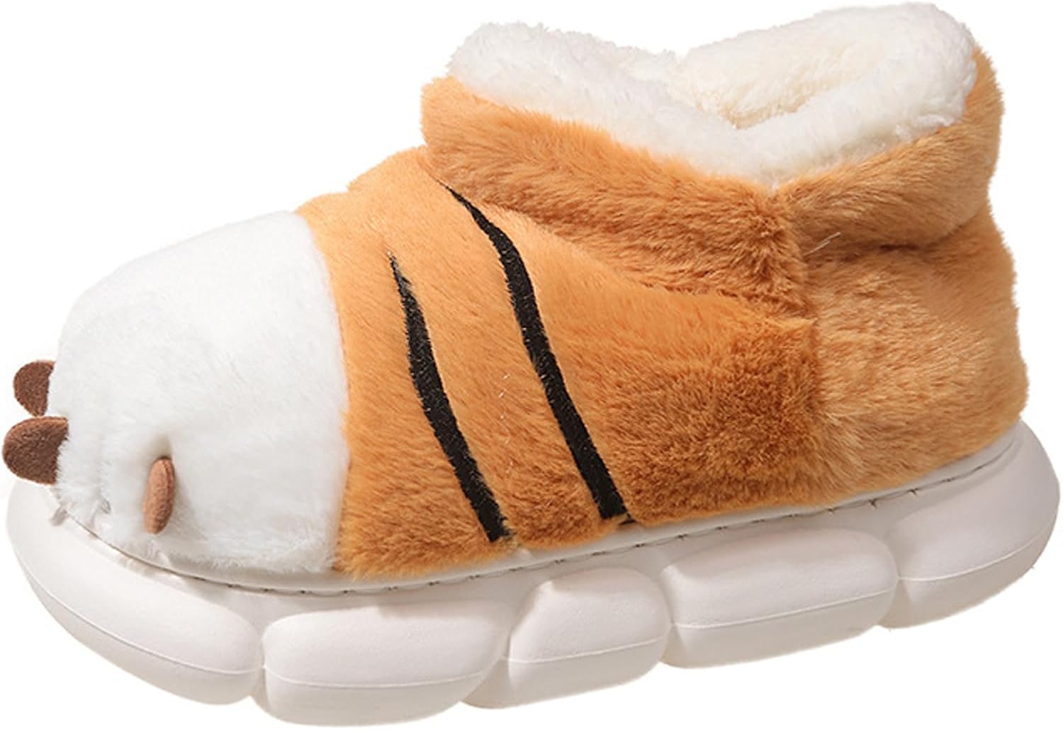 

Милые мягкие плюшевые теплые тапочки на Хэллоуин для женщин и мужчин, пушистые уютные домашние тапочки с закрытой пяткой, хлопковые тапочки с животными, забавные меховые тапочки для спальни Angelgift, Tiger