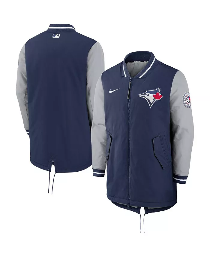 Мужская синяя бейсбольная куртка Toronto Blue Jays Dugout Performance на молнии Nike — фото 2