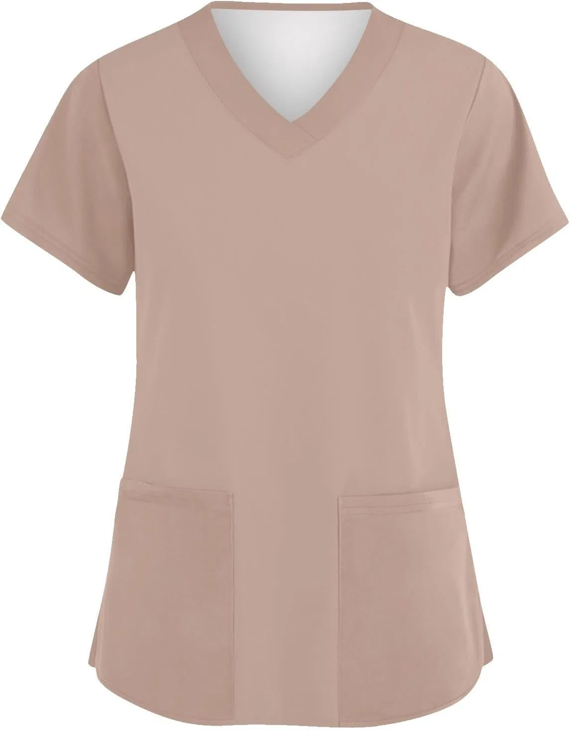 Generic Весенние женские топы, топы с коротким рукавом и V-образным вырезом, однотонные свободные футболки, повседневные летние блузки с карманами, размеры S-5XL, 2-хаки