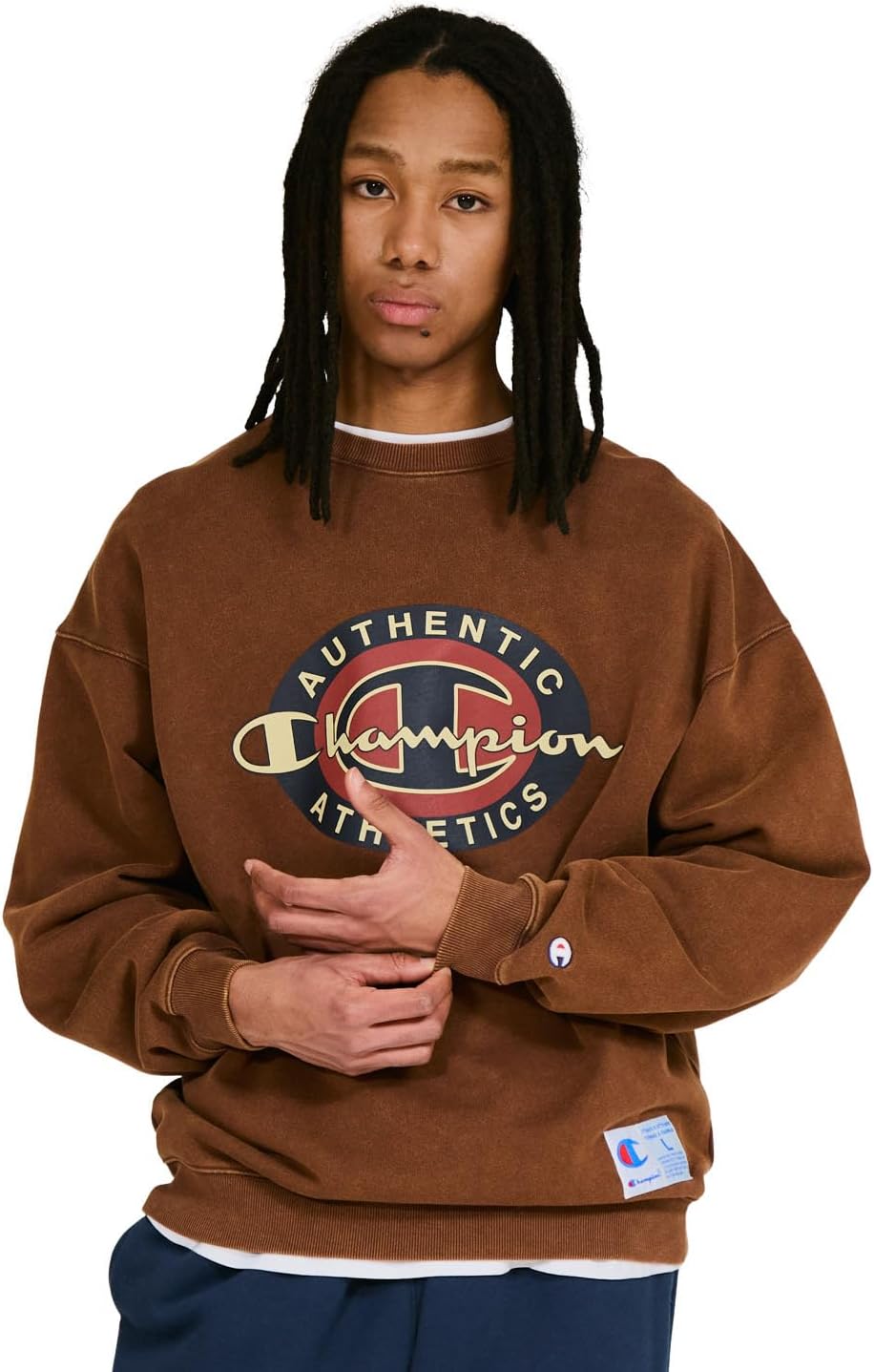 

Мужская толстовка Champion с длинным рукавом, из французской махровой ткани, свободного кроя, коричневый