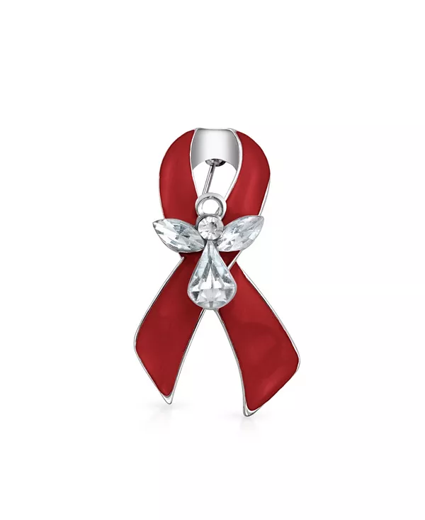 

Брошь-Булавка с лентой в виде ангела-хранителя, символизирующая осведомленность о раке, с кристаллической эмалью Bling Jewelry, red